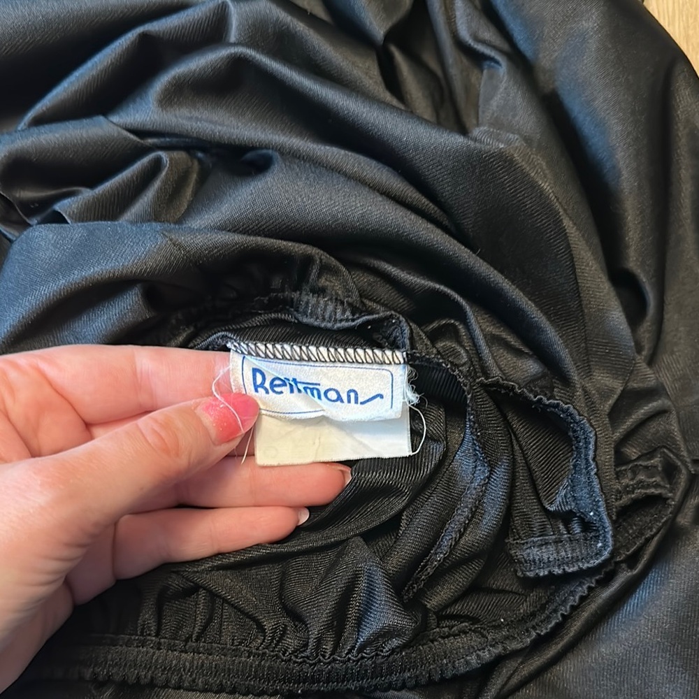 REITMAN’S | Vintage Sexy Black Satin Rayon Half Slip with Lace Details - Picture 8 of 16